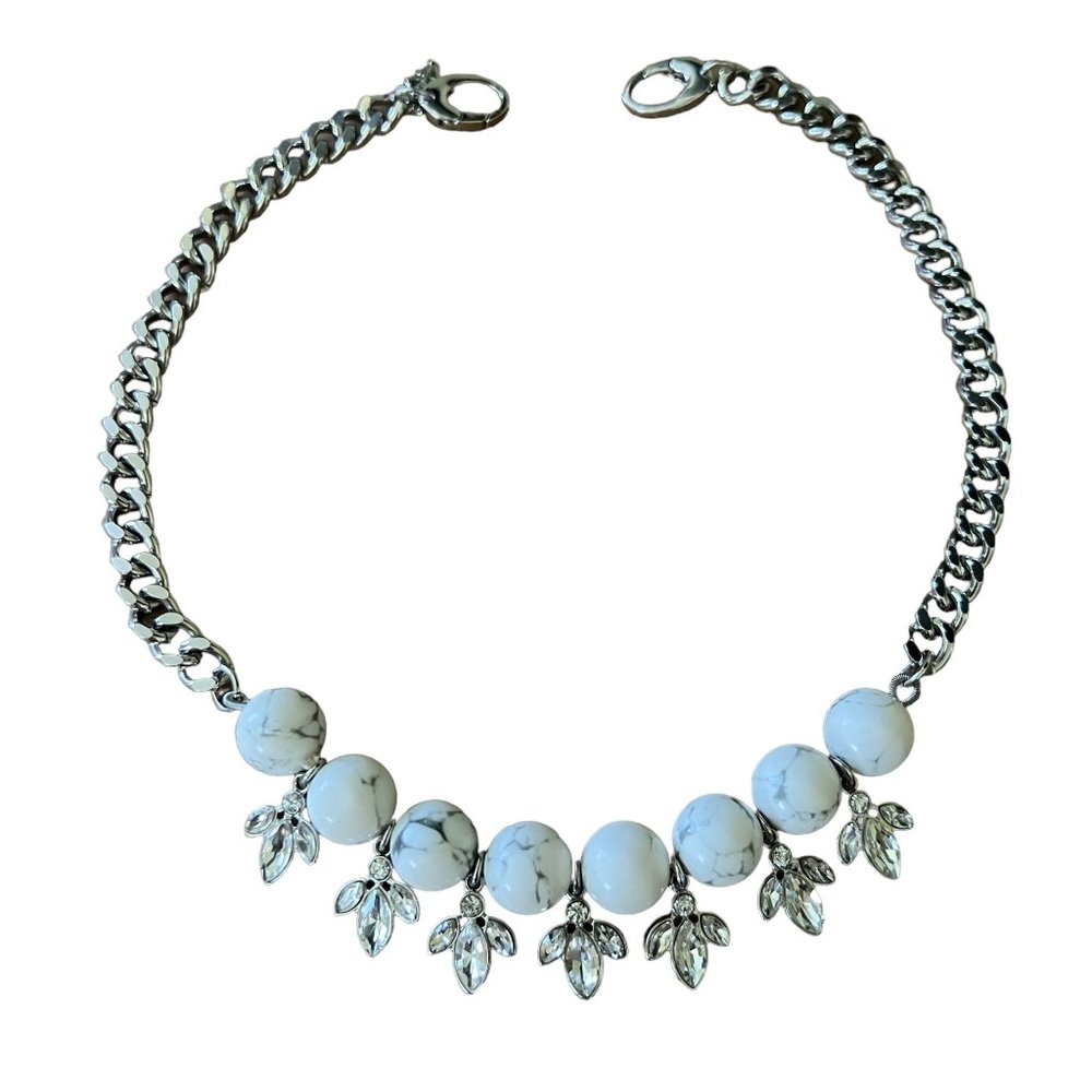 Adornable U Silver White Marble Rhinestone Reversible Statement Classic … - Picture 9 of 16